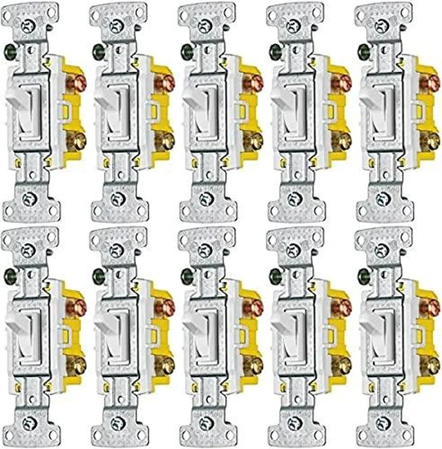 Main image of Hubbell tradeSELECT RS315W White Three Way Toggle Light Switch 15A (Pack of 10)