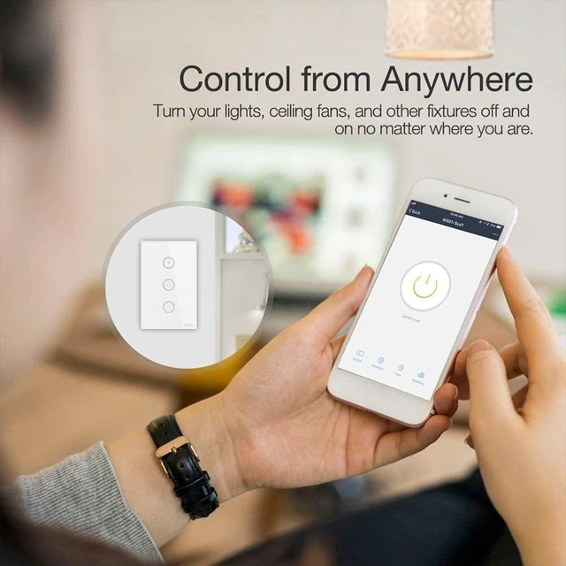 Alt view image 4 of 7 - MOES WiFi Smart Wall Touch Light Switch Glass Panel Wireless Remote Control by Mobile APP Anywhere Compatible with Alexa,Timing Function No Hub Required (Wall Switch 3 Gang)