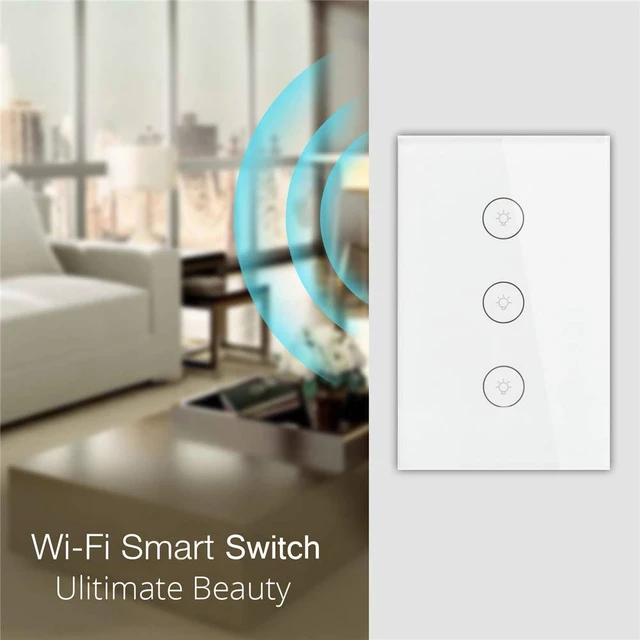 Alt view image 7 of 7 - MOES WiFi Smart Wall Touch Light Switch Glass Panel Wireless Remote Control by Mobile APP Anywhere Compatible with Alexa,Timing Function No Hub Required (Wall Switch 3 Gang)