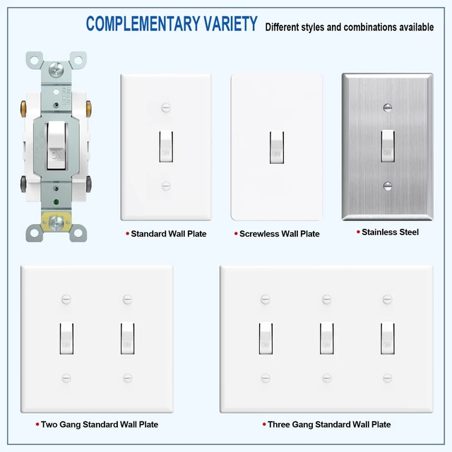 Alt view image 4 of 5 - ThunderWay 30 Amp Toggle Double-Pole Light Switch, 30A 120/277V, Self-Grounding, Industrial Grade, UL Listed, White (2PACK)
