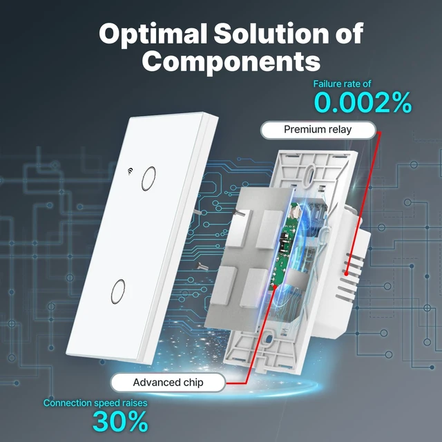 Alt view image 3 of 6 - MOES 2nd Gen WiFi Smart Touch Light Switch, Work with Alexa Google, 2 Gang | 2nd Gen Touch Glass Panel, WiFi Smart No Hub, Voice Alexa Google, Multi-Control, Timer Away Schedule, Neutral Wire 10A