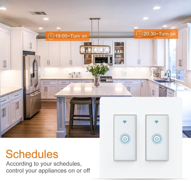 Alt view image 5 of 7 - Milfra Smart Switch, Smart Light Touch Switch 2 Gang, Double Smart WiFi Light Switches, Smart Switch 2 Gang Compatible with Alexa and Google Home, Neutral Wire Needed, No hub Required (2Gang)