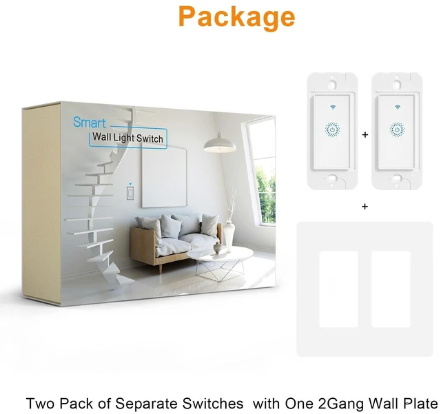 Alt view image 7 of 7 - Milfra Smart Switch, Smart Light Touch Switch 2 Gang, Double Smart WiFi Light Switches, Smart Switch 2 Gang Compatible with Alexa and Google Home, Neutral Wire Needed, No hub Required (2Gang)