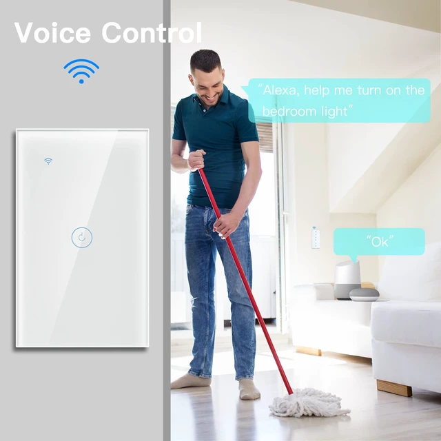 Alt view image 2 of 7 - BSEED Smart Light Switch,1 Gang WiFi Touch Switch with Smart Life APP Control and Timing Function,White Single Pole Switches Work with Amazon Alexa,Google Assistant -(3 Way) Multi-Control Association