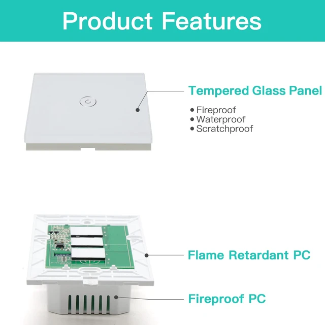 Alt view image 7 of 7 - BSEED Smart Light Switch,1 Gang WiFi Touch Switch with Smart Life APP Control and Timing Function,White Single Pole Switches Work with Amazon Alexa,Google Assistant -(3 Way) Multi-Control Association