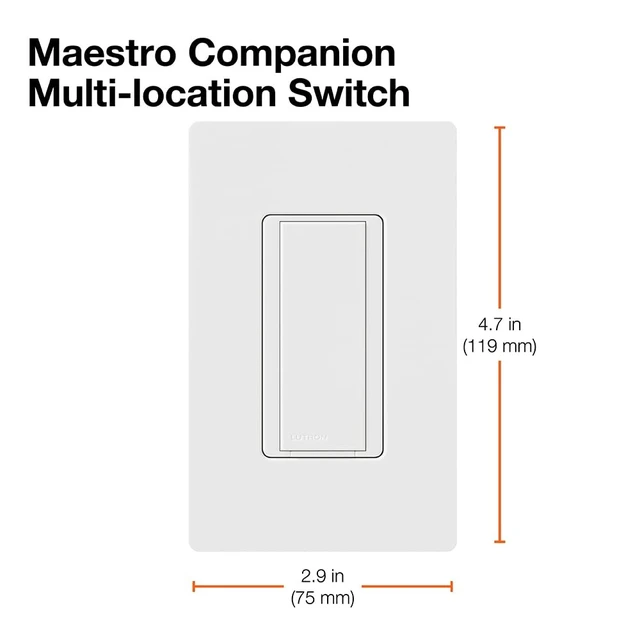 Alt view image 5 of 6 - Lutron Maestro 8-Amp Multi-Location Companion Switch | Not for Standalone Use | MA-AS-LA | Light Almond