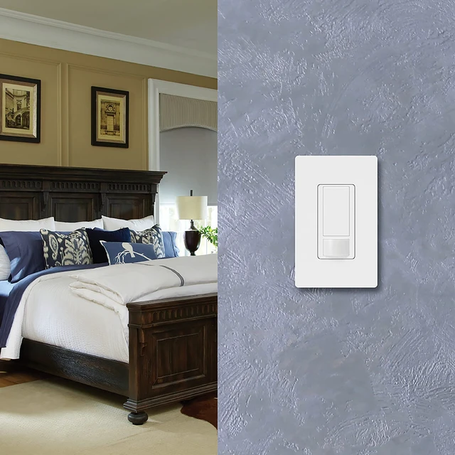 Alt view image 5 of 7 - Lutron Maestro Vacancy Motion Sensor Light Switch for Bathroom, Garage, Laundry Room, and Closet, for Any Light Bulbs, Auto Off Only, Single-Pole Only, No Neutral Required, MS-VPS2-LA, Light Almond