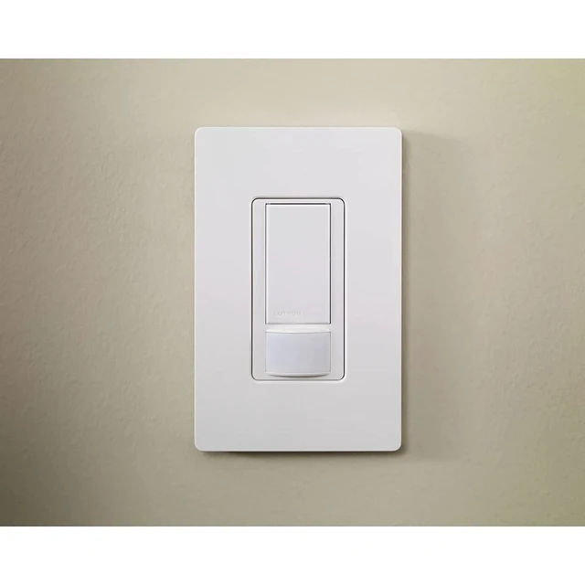 Alt view image 6 of 7 - Lutron Maestro Vacancy Motion Sensor Light Switch for Bathroom, Garage, Laundry Room, and Closet, for Any Light Bulbs, Auto Off Only, Single-Pole Only, No Neutral Required, MS-VPS2-LA, Light Almond