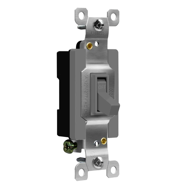 Alt view image 2 of 7 - ENERLITES 20 Amp Single Pole Toggle Light Switch, Commercial Grade, Gray | Impact-resistan polycarbonate & solid steel materials, commercial & residential use, 10 Pack, 20A, 120V/277VAC, UL Listed