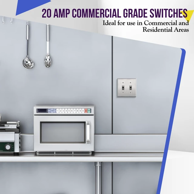 Alt view image 5 of 7 - ENERLITES 20 Amp Single Pole Toggle Light Switch, Commercial Grade, Gray | Impact-resistan polycarbonate & solid steel materials, commercial & residential use, 10 Pack, 20A, 120V/277VAC, UL Listed