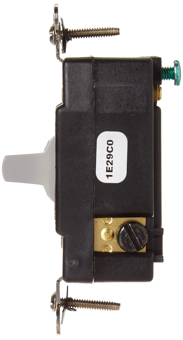 Alt view image 4 of 5 - Leviton 20 Amp, 120/277 Volt, Toggle, Double Throw, Center Off, Momentary Contact, Single-Pole AC Quiet Switch, Industrial Grade, Grounding, 1257-GY, Gray