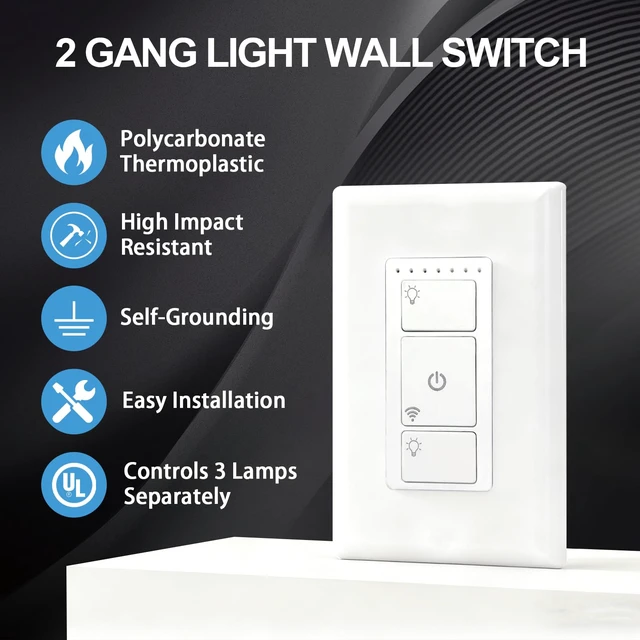 Alt view image 2 of 6 - Smart Light Switch 2 Gang, WiFi Smart Wall Switch, Inteligente Switch with Smart Life APP Control and Timing Function Compatible with Alexa, Neutral Wire Required, Single Pole