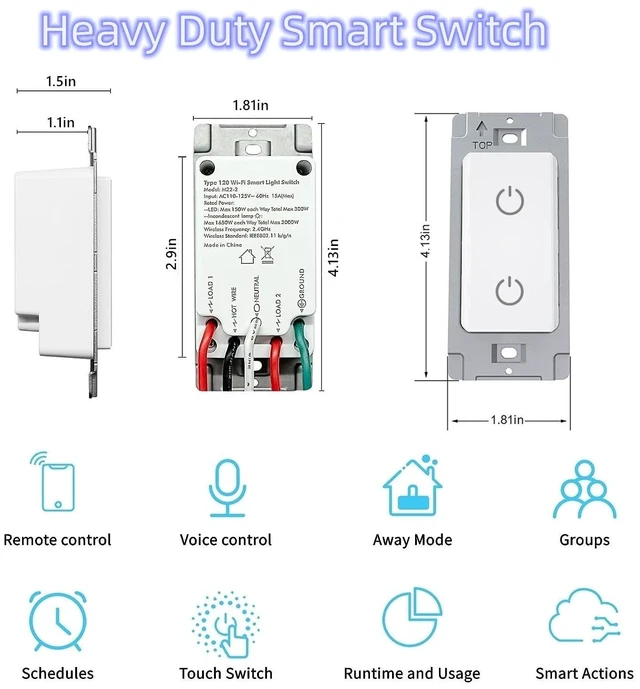 Alt view image 3 of 7 - Nexete Smart Dual Light Switch - 2 in 1 Single Pole, Remote Voice Control, Smart Life App Compatible With Alexa Google Assistant, 2.4GHz Wi-Fi, Neutral Wire Required, White