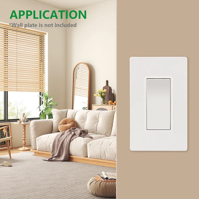 Alt view image 2 of 7 - Wengart (10-Pack) Rocker Decorator Light Switch, 15A 120/277V, Single Pole On/Off Electrical Wall Switch, Self-Grounding with Auto Ground Clip, UL Listed, High-Impact Thermoplastic, White