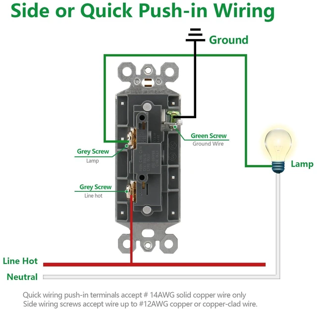 Alt view image 4 of 7 - Wengart (10-Pack) Rocker Decorator Light Switch, 15A 120/277V, Single Pole On/Off Electrical Wall Switch, Self-Grounding with Auto Ground Clip, UL Listed, High-Impact Thermoplastic, White