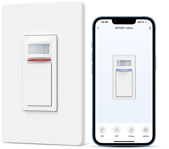 Main image of Milfra Smart Motion Sensor Light Switch,Motion Sensor Light Switch Works with Siri Alexa and Google Home, Voice and Remote Control, Neutral Wire Required