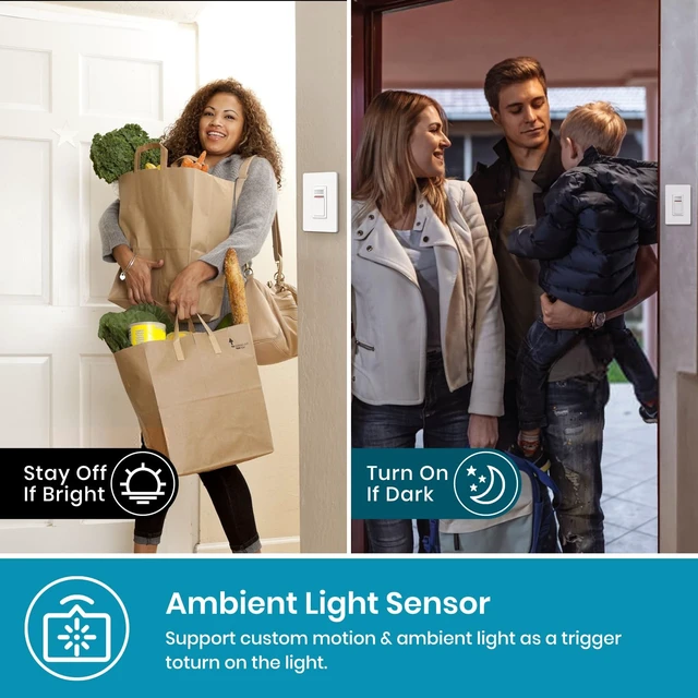 Alt view image 6 of 7 - Milfra Smart Motion Sensor Light Switch,Motion Sensor Light Switch Works with Siri Alexa and Google Home, Voice and Remote Control, Neutral Wire Required