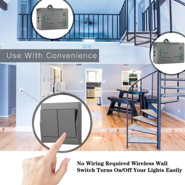 Alt view image 5 of 6 - Self-Powered Wireless Light Switch,Remote Control with 328ft Range | Kinetic Remote Wall Control Receiver Kit,Suitable for LED Lights, Ceiling Lighting Equipment,Fans