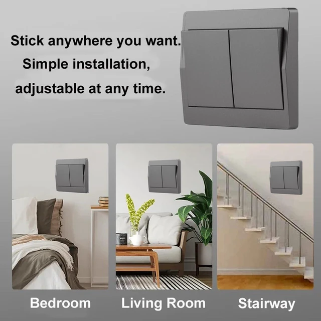 Alt view image 6 of 6 - Self-Powered Wireless Light Switch,Remote Control with 328ft Range | Kinetic Remote Wall Control Receiver Kit,Suitable for LED Lights, Ceiling Lighting Equipment,Fans