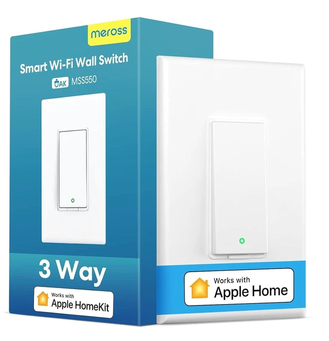 Main image of meross Smart WiFi Switch, 3-Way/Single-Pole, HomeKit Compatible, 1 Pack | Neutral Wire Required, Scheduling & Automation, Remote & Voice Control, No Hub Needed, Works with Alexa, Google, Apple Home
