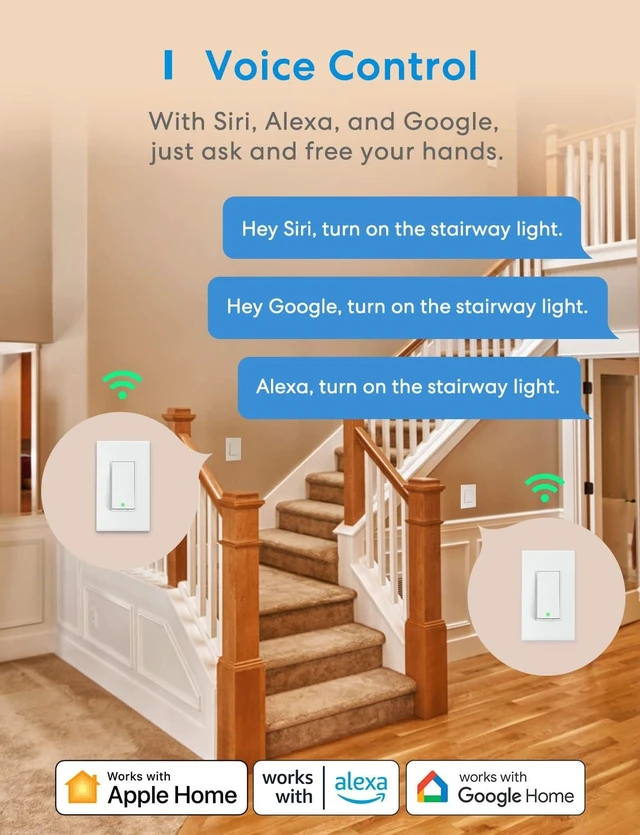 Alt view image 5 of 7 - meross Smart WiFi Switch, 3-Way/Single-Pole, HomeKit Compatible, 1 Pack | Neutral Wire Required, Scheduling & Automation, Remote & Voice Control, No Hub Needed, Works with Alexa, Google, Apple Home
