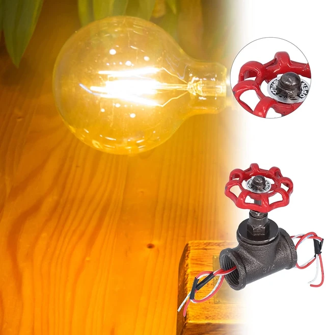 Alt view image 3 of 7 - Pipe Lamp Switch 3/4 in Stop Valve, Iron Wired | Vintage iron finish, quarter turn on off control, with electric wire, for table lamp and plumbing light