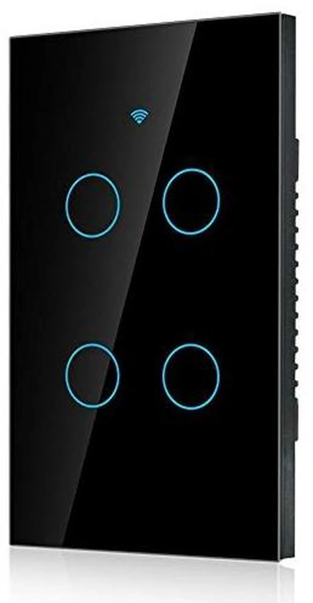 Main image of Smart Light Switch Modern Day Light Switch, 4-Way LED Back-Lit Control Lighting from Anywhere - Easy in-Wall Installation - Compatible with , Home (US)(Black)