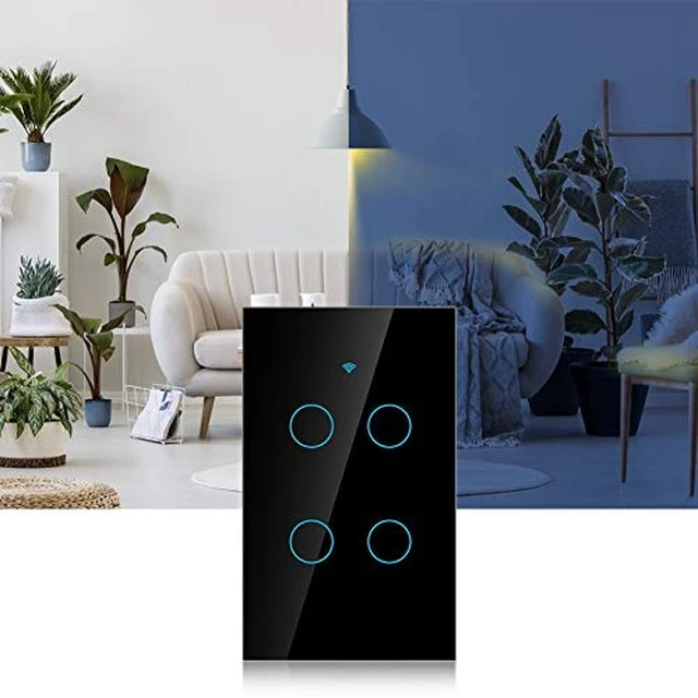 Alt view image 2 of 7 - Smart Light Switch Modern Day Light Switch, 4-Way LED Back-Lit Control Lighting from Anywhere - Easy in-Wall Installation - Compatible with , Home (US)(Black)