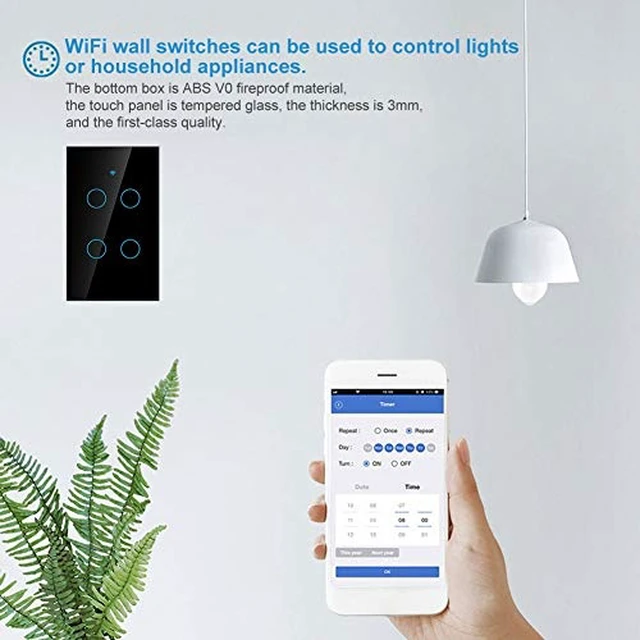 Alt view image 4 of 7 - Smart Light Switch Modern Day Light Switch, 4-Way LED Back-Lit Control Lighting from Anywhere - Easy in-Wall Installation - Compatible with , Home (US)(Black)