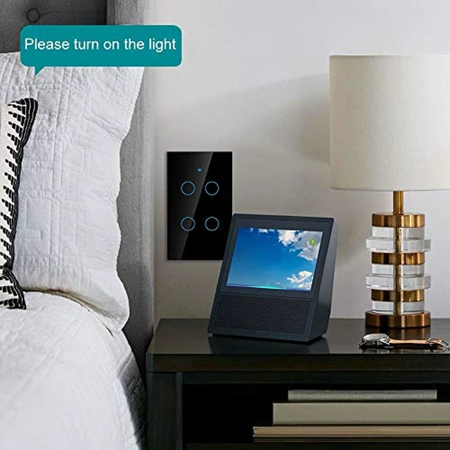 Alt view image 5 of 7 - Smart Light Switch Modern Day Light Switch, 4-Way LED Back-Lit Control Lighting from Anywhere - Easy in-Wall Installation - Compatible with , Home (US)(Black)