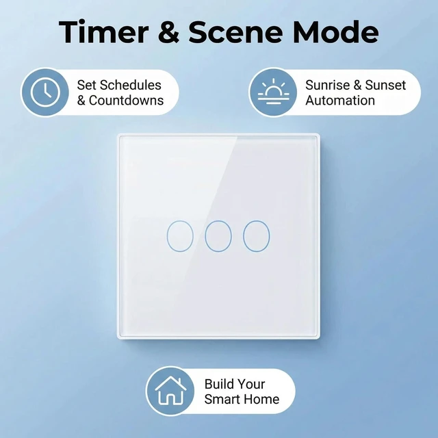 Alt view image 5 of 7 - 3-Way Smart Switch Wall Light Control Touch,App Remote Control,White | 3-Way WiFi BT 433MHz RF Tuya App control, Alexa Google voice, no hub, tempered glass touch panel for home indoor lights