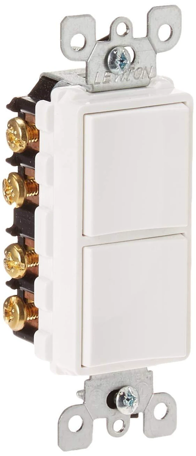 Main image of Leviton 20 Amp, 120/277 Volt, Decora 3-Way / 3-Way AC Combination Switch, Commercial Grade, Grounding, 5640-W, White