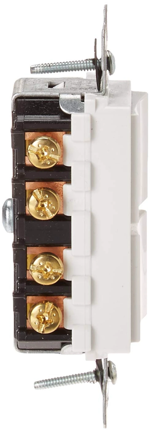 Alt view image 2 of 5 - Leviton 20 Amp, 120/277 Volt, Decora 3-Way / 3-Way AC Combination Switch, Commercial Grade, Grounding, 5640-W, White