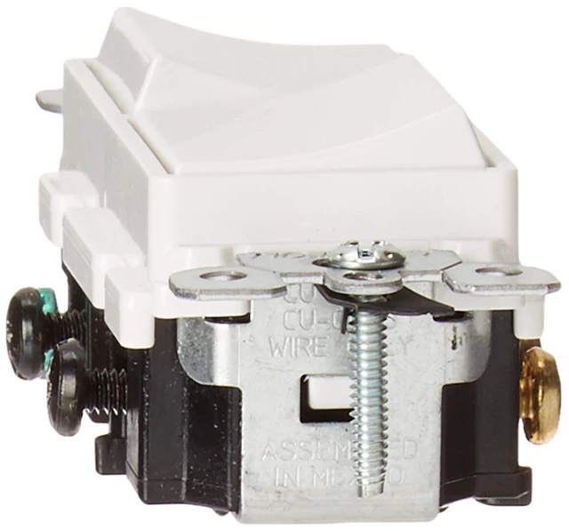 Alt view image 5 of 5 - Leviton 20 Amp, 120/277 Volt, Decora 3-Way / 3-Way AC Combination Switch, Commercial Grade, Grounding, 5640-W, White