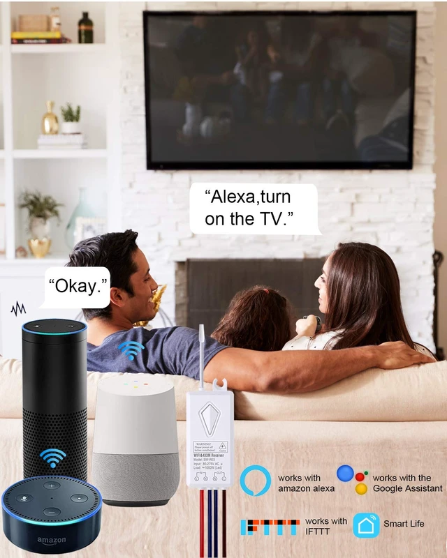 Alt view image 3 of 7 - Thinkbee Smart Light Switch 2.4GHz WiFi Wireless Switch Kit, 1000W LED Load | Compatible with Alexa, Google Assistant and IFTTT, Outdoor 984ft Indoor 656ft Remote Control, No Hub Required,Ceiling Lamp