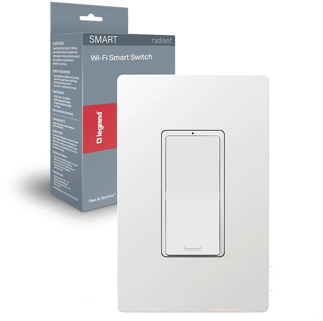 Main image of Legrand Radiant Wi-Fi Matter Smart Light Switch, White 1 Pack | Effortless Setup, Compatible with Alexa, SmartThings, HomeKit and Google, Matter Smart Hub Required, Set Scenes, Save Energy