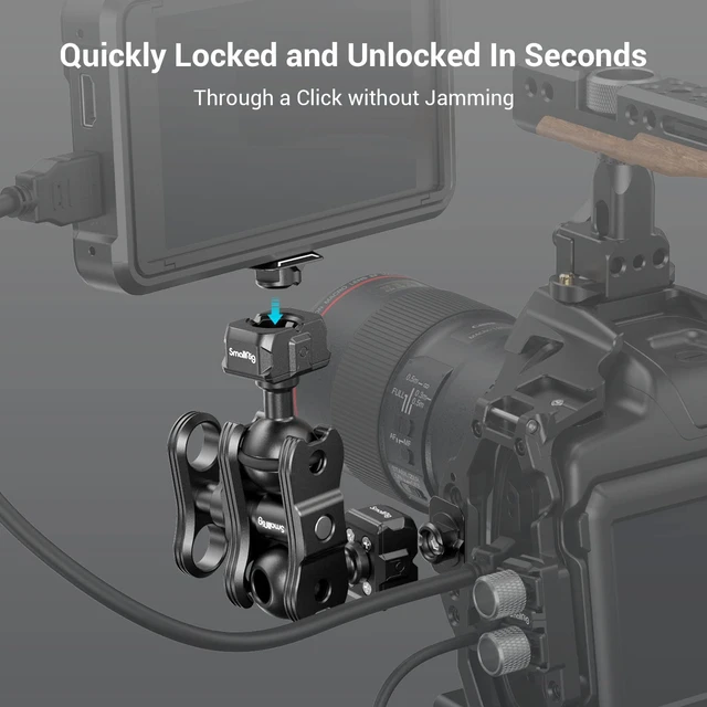 Alt view image 2 of 7 - SmallRig Quick Release Ballhead Magic Arm 360° Rotation Articulating Arm | with 1/4" Screw, Drop-in HawkLock Camera Clamp for Field Monitor, Camera, Light, Max Load of 5kg, Aluminum Alloy - 3515C