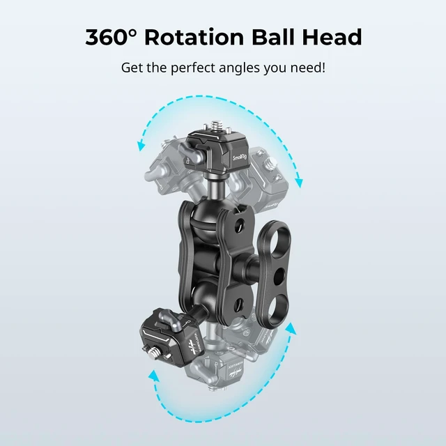 Alt view image 4 of 7 - SmallRig Quick Release Ballhead Magic Arm 360° Rotation Articulating Arm | with 1/4" Screw, Drop-in HawkLock Camera Clamp for Field Monitor, Camera, Light, Max Load of 5kg, Aluminum Alloy - 3515C
