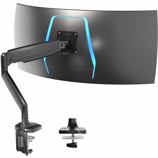 Main image of VIVO Premium Aluminum Heavy Duty Single Monitor Arm for Ultrawide Monitor up to 40 inches and 30 lbs, Desk Mount Stand, Pneumatic Height, Max VESA 100x100, Black, STAND-V110Q