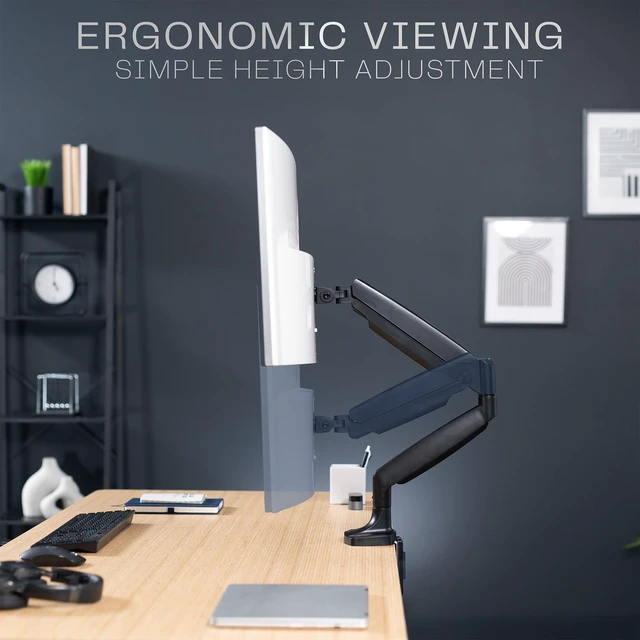 Alt view image 6 of 7 - VIVO Premium Aluminum Heavy Duty Single Monitor Arm for Ultrawide Monitor up to 40 inches and 30 lbs, Desk Mount Stand, Pneumatic Height, Max VESA 100x100, Black, STAND-V110Q