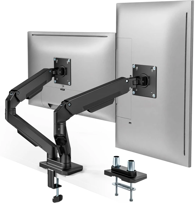Main image of monTEK Dual Monitor Mount Monitor Arms for 17-32" Screen | Aluminum Monitor Desk Mount for 2 Monitors, Holds 19.8 Lbs Per Arm, Full Motion, 75/100 VESA, Clamp/Grommet Mount