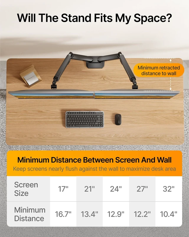 Alt view image 7 of 7 - monTEK Dual Monitor Mount Monitor Arms for 17-32" Screen | Aluminum Monitor Desk Mount for 2 Monitors, Holds 19.8 Lbs Per Arm, Full Motion, 75/100 VESA, Clamp/Grommet Mount