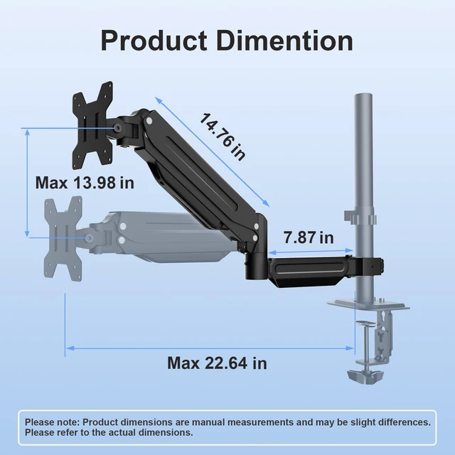 Alt view image 6 of 7 - suptek Single Monitor Arm for Desk Mount Stand,Adjustable Monitor Arm for 17 to 32 inch Screen, Support Weight up to 22lbs, Mounting Holes 75x75mm to 100x100mm, ,Pneumatic Pole Mount Arm Black