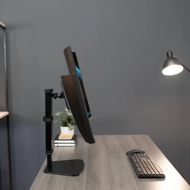 Alt view image 7 of 7 - Mechanical Free Standing Single Monitor Mount Desk Stand, Tall Height Adjustable Arm for Screens up to 32 inches, Black, STAND-V001V