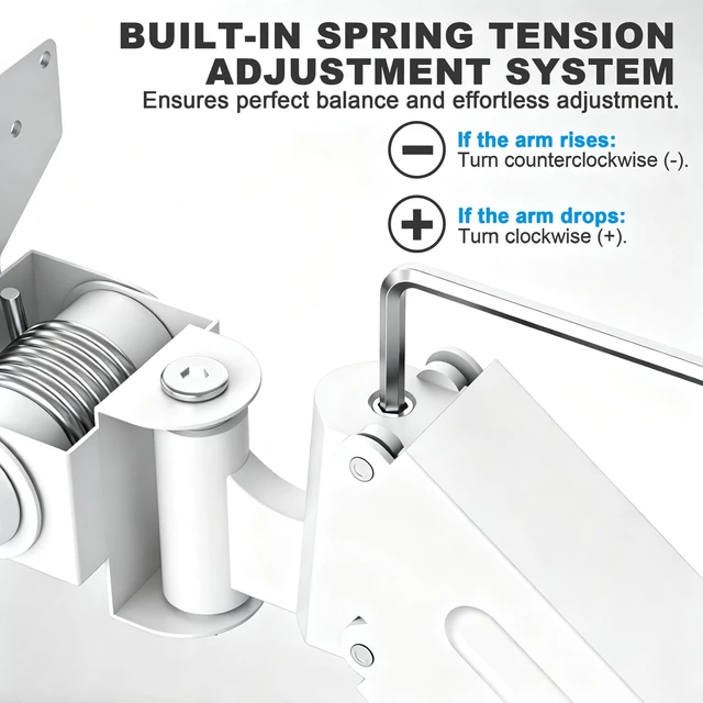 Alt view image 3 of 7 - GOJOOASIS Ultrawide Monitor Arm, 17-49 Inch Single Desk Mount, Gas Spring | Steel arm holds 44 lbs, VESA 75x75/100x100mm, C-clamp or grommet base, tilt swivel rotate, cable management, home office
