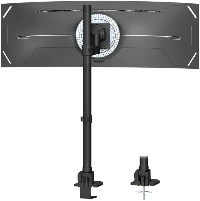 Main image of 24-57'' Ultrawide Monitor Desk Mount, Extra Tall Aluminum Monitor Arm | Low Profile, Topside Clamp/Grommet Mounting, Tilt, Swivel, Rotate, Holds up to 59.4lbs, VESA 75x75/100x100 mm, Black