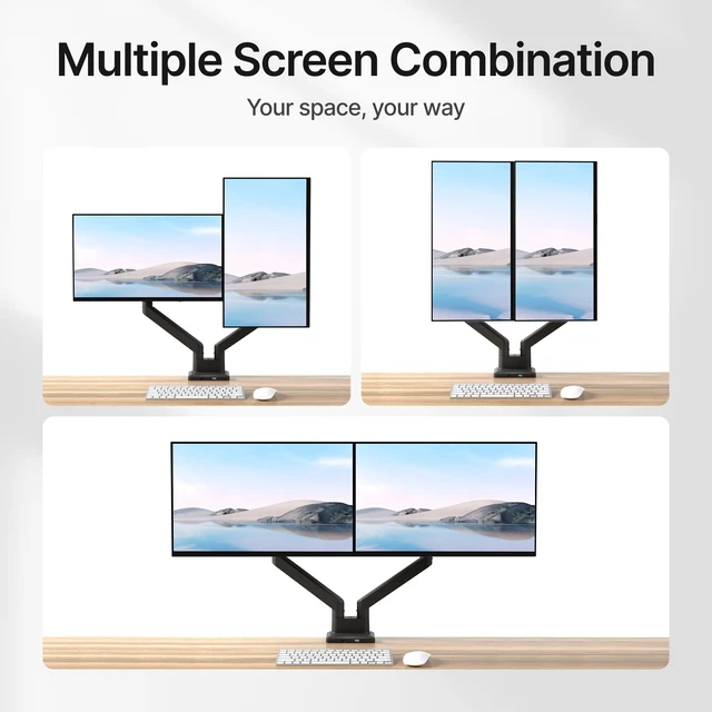 Alt view image 5 of 7 - Dual Monitor Mount with USB Monitor Arms for 17 to 35 Inch Screen | Adjustable Heavy Duty Monitor Desk Mount for 2 Monitors, Holds 35 Lbs, with Cable Management, VESA 75/100mm