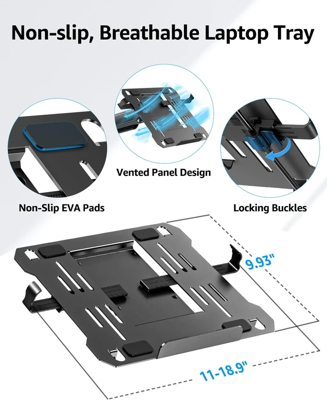 Alt view image 5 of 7 - MOUNTUP 2-in-1 Laptop and Monitor Desk Mount, Laptops Arm Holds 4.4-22lbs | Laptop Tray for Max 17" Notebook, Monitors Arm Fits up to 32" Monitor, Adjustable Laptops Mount with Clamp/Grommet