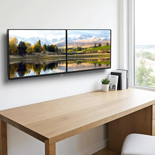 Alt view image 7 of 7 - Dual Monitor Wall Mount, Horizontal Assembly Mount for 2 Monitor Screens up to 35 inches, Max. 10kg per Arm, VESA 75x75/100x100mm,Black