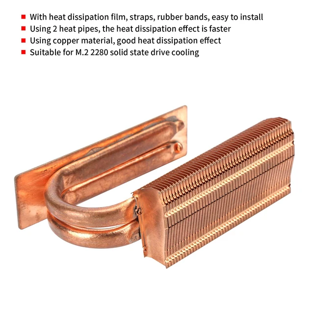 Alt view image 2 of 7 - M.2 SSD Heatsink, M.2 2280 Solid State Drive Cooler, Copper SSD Heat Sink with Heat Dissipation Film for M.2 2280 SSD, Computer Accessories
